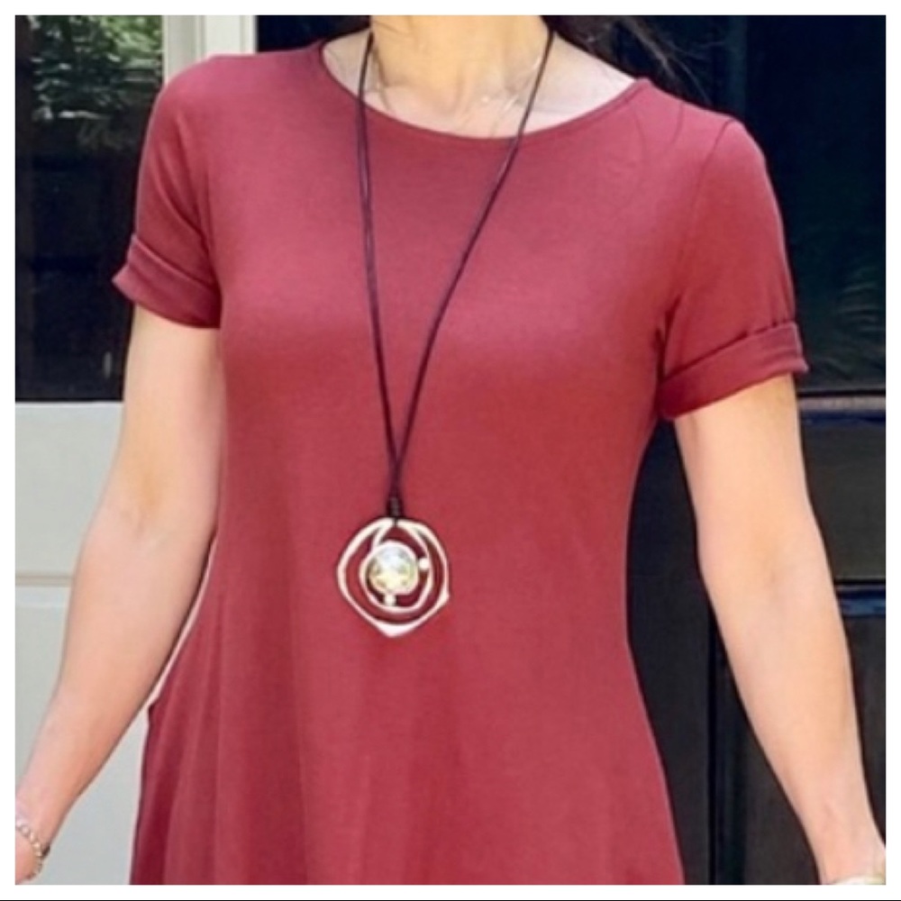 ✨PARIS✨LEATHER CHAIN GORGEOUS CIRCLE NECKLACE - Picture 3 of 12